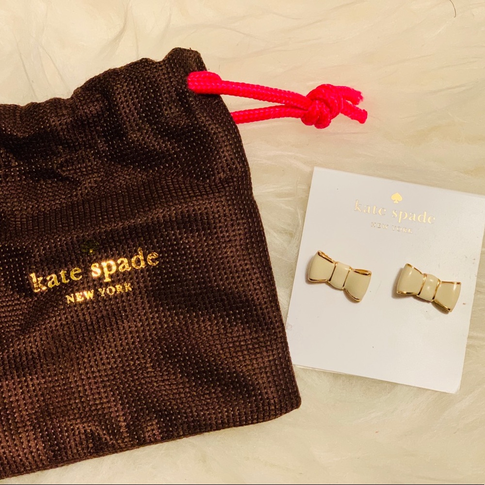 New Kate Spade cream bow earring